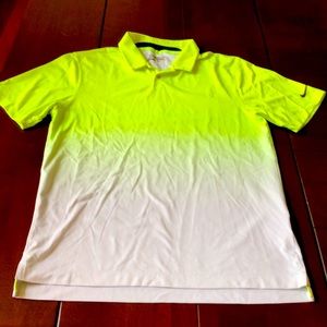 Nike Yellow and White Men's Polo Shirt